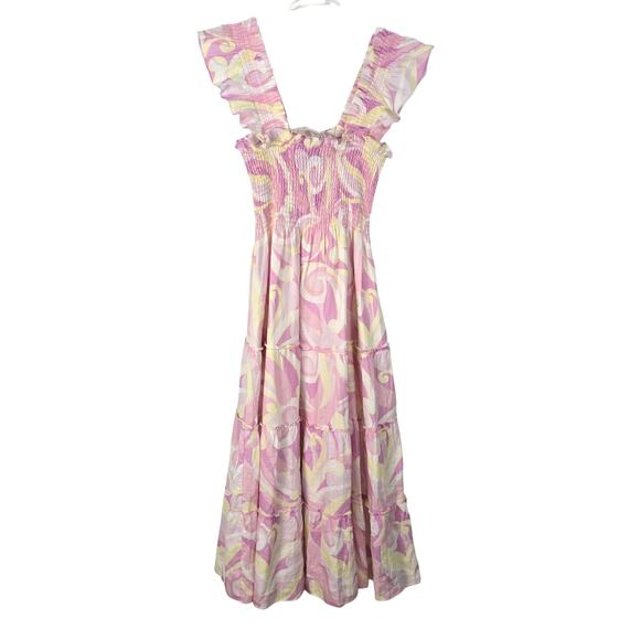 Hill House Ellie Nap Dress XXS Candy Kaleidoscope Tiered Midi Limited Edition - Picture 2 of 8